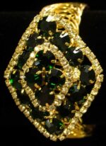 Diamond Crystal Bracelet Trio bracelet with emerald, teal-blue, and ruby-red crystals bordered by clear stones from L’Africaine Boutique.