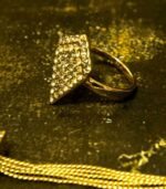 Diamond Pave Necklace and Ring Set with gold-plated geometric shapes and shimmering pave stones from L’Africaine Boutique.