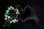 Matcha Latte bracelet with jade, cream, and soft green glass beads from L’Africaine Boutique.