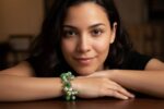 Matcha Latte bracelet with jade, cream, and soft green glass beads from L’Africaine Boutique.